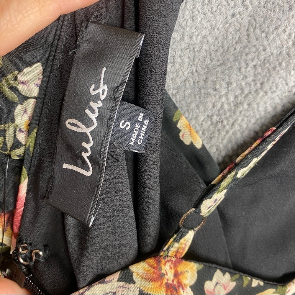 Lulus Harmonia Black Floral Print High-low Maxi Dress size S - Picture 6 of 7